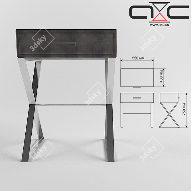 Albera Console: Genuine Leather, Metal, Oak 3D model image 2