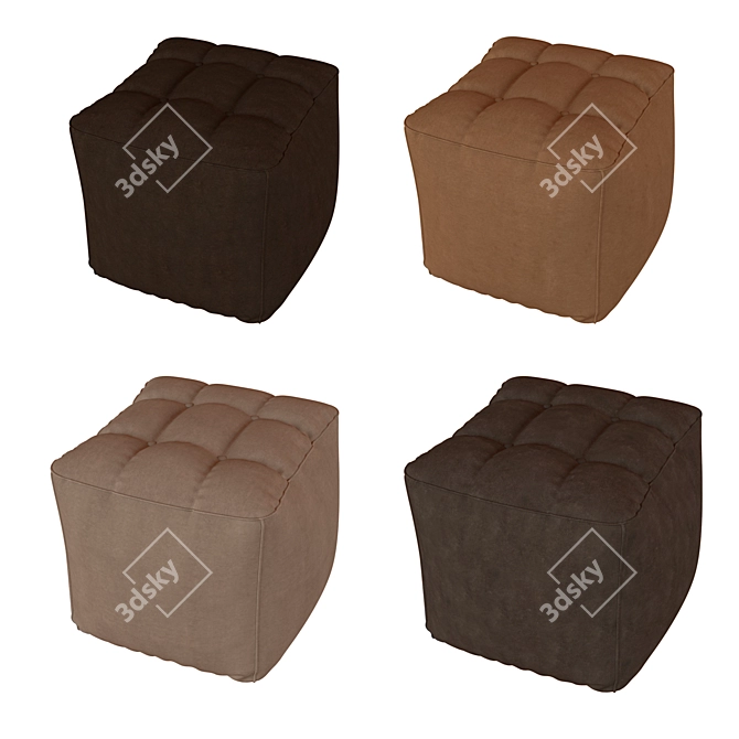 Plush Suede Pouf 3D model image 1