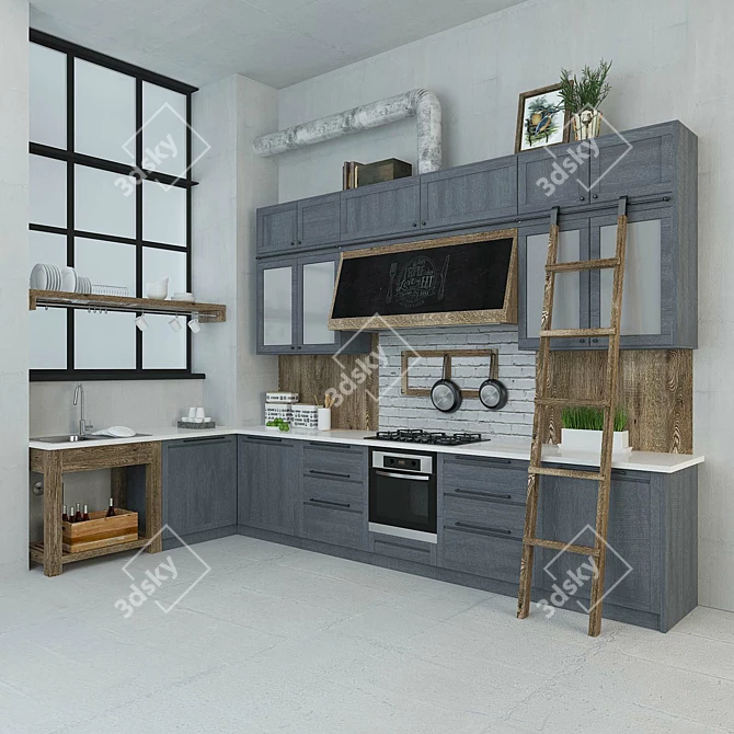 Industrial Loft Kitchen Dynamics 3D model image 1