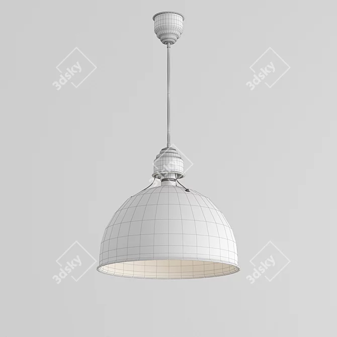Title: Vintage Nickel Pendant Lamp 3D model image 3