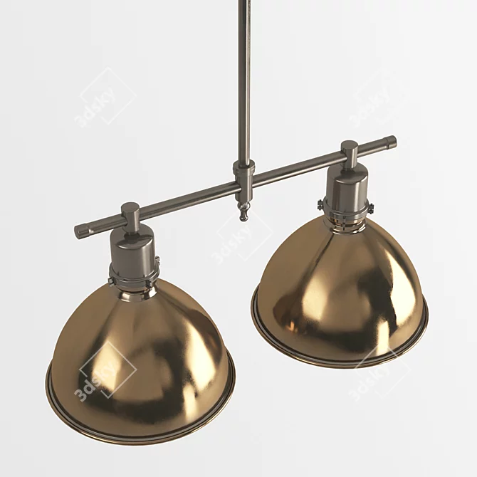 Elegant Brass Double Eclipse Ceiling Light 3D model image 2