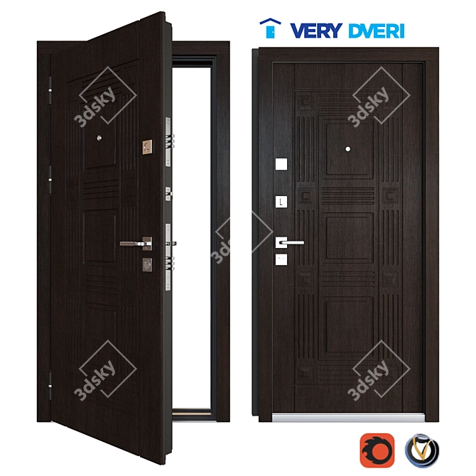 Modern Metal Entrance Door - Very Dveri Kvadro 3D model image 1