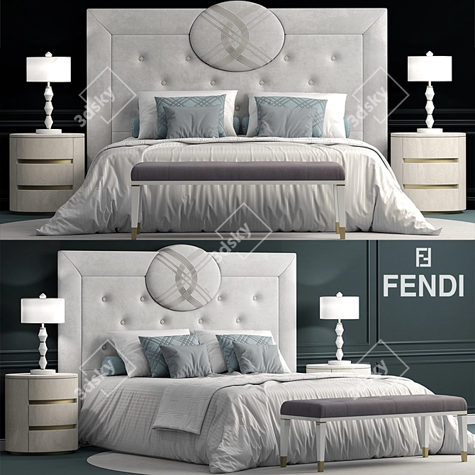 Luxurious Fendi Cameo Maxi Bed 3D model image 1