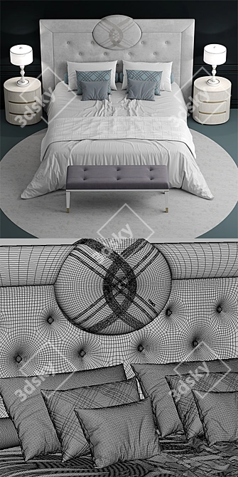 Luxurious Fendi Cameo Maxi Bed 3D model image 3