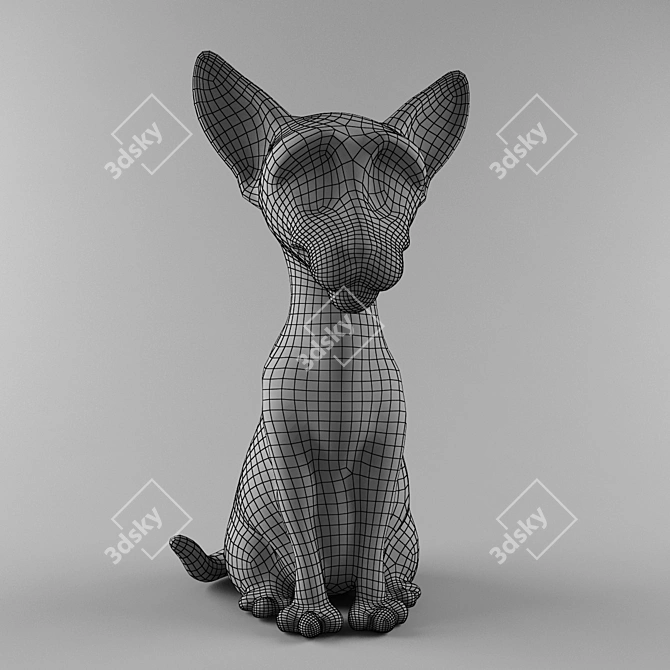 Adorable Feline Figurine 3D model image 3