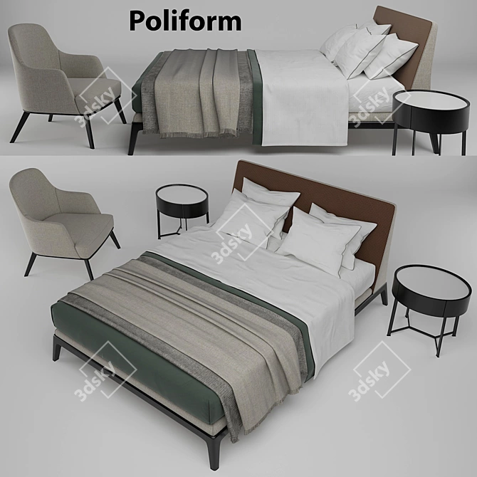 Modern and Chic: Poliform Kelly Collection! 3D model image 1