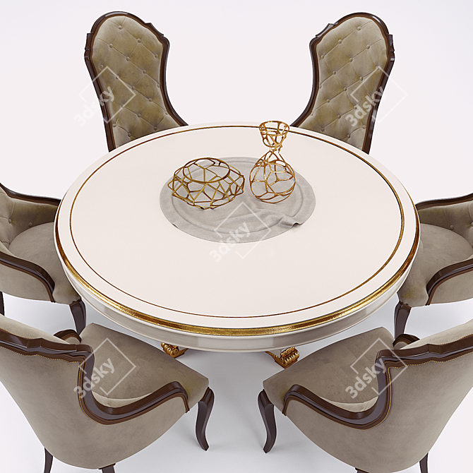 Elegant Carpanese Dining Set 3D model image 2