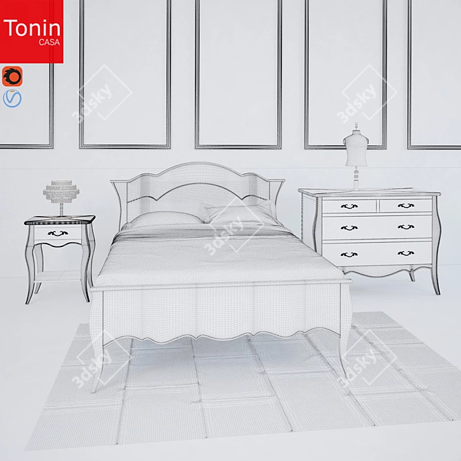 Elegant Tonincasa Bedroom Set 3D model image 3