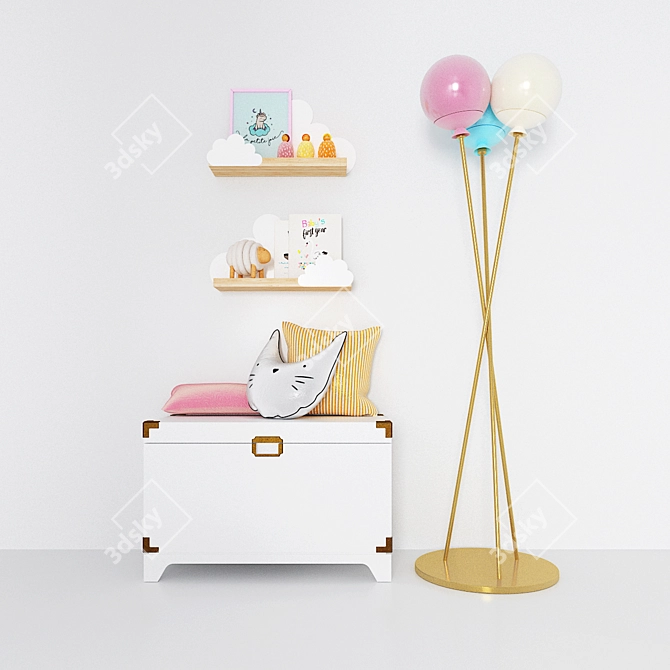 Toy Box, Lamp & Shelves Set 3D model image 1