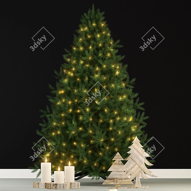 Festive Collection: 70 Charming Christmas Trees 3D model image 1