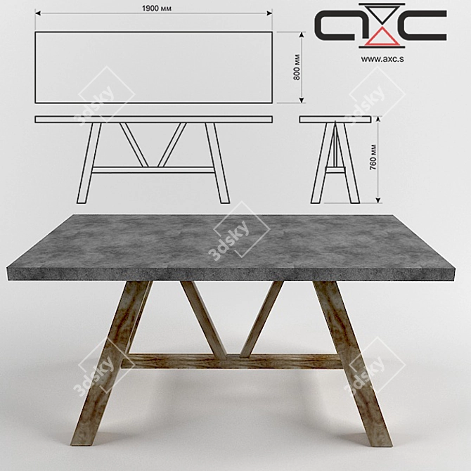 Concrete Loft Table 3D model image 2