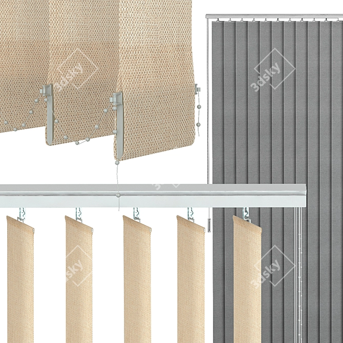  Modern Vertical Blinds 3D model image 1