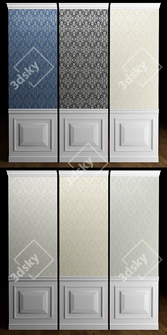 Glam Damask Texture Wallpaper 3D model image 2