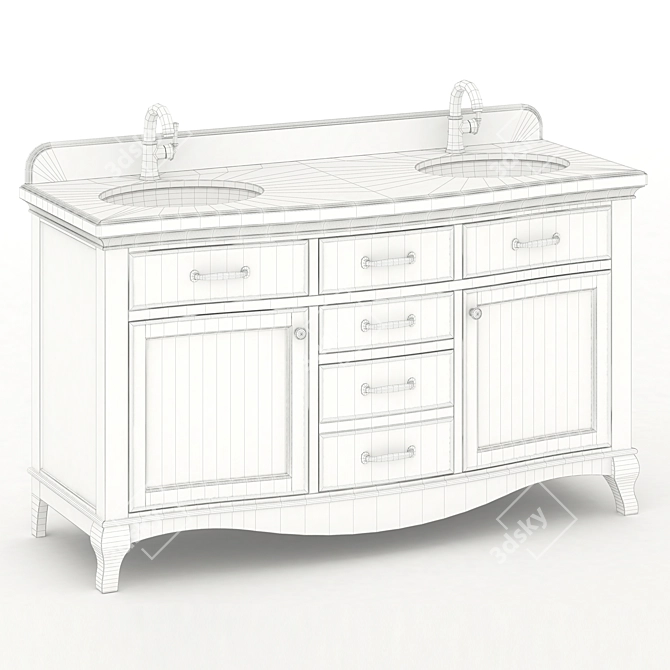 Elegant 60" Double Sink Vanity 3D model image 3