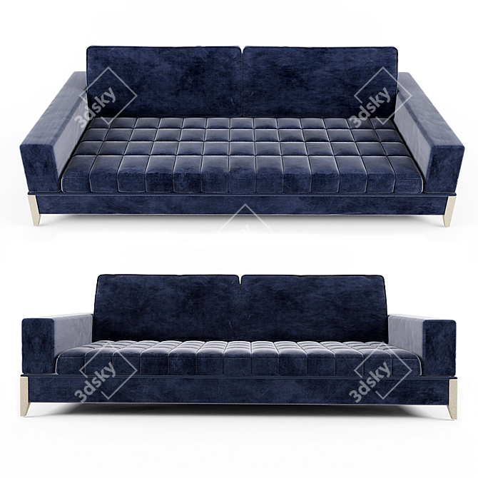 Contemporary Italian Blue Nubuck Sofa 3D model image 1