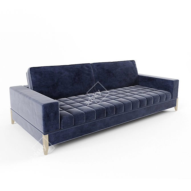 Contemporary Italian Blue Nubuck Sofa 3D model image 2