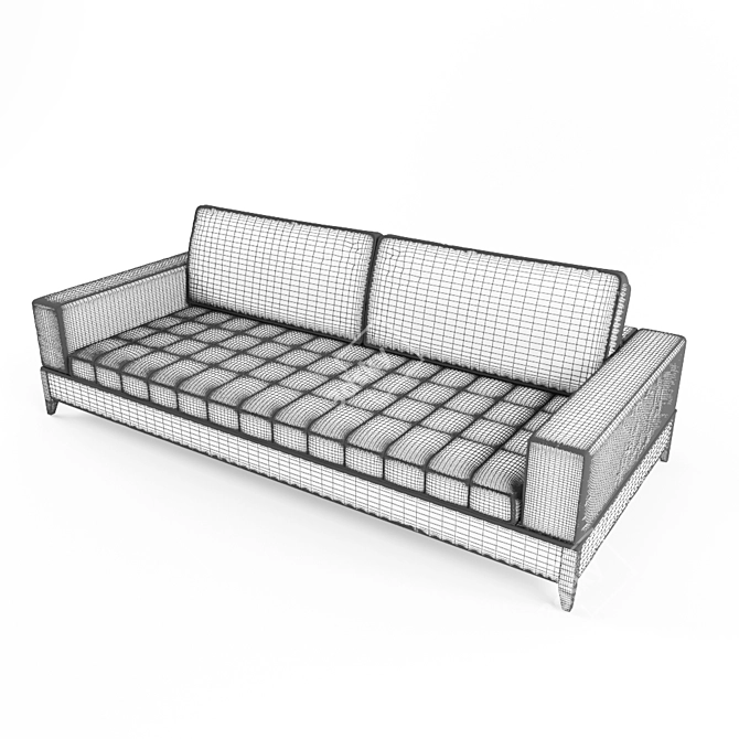 Contemporary Italian Blue Nubuck Sofa 3D model image 3