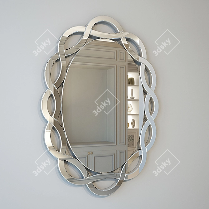 Modern Luxe Oval Wall Mirror 3D model image 2