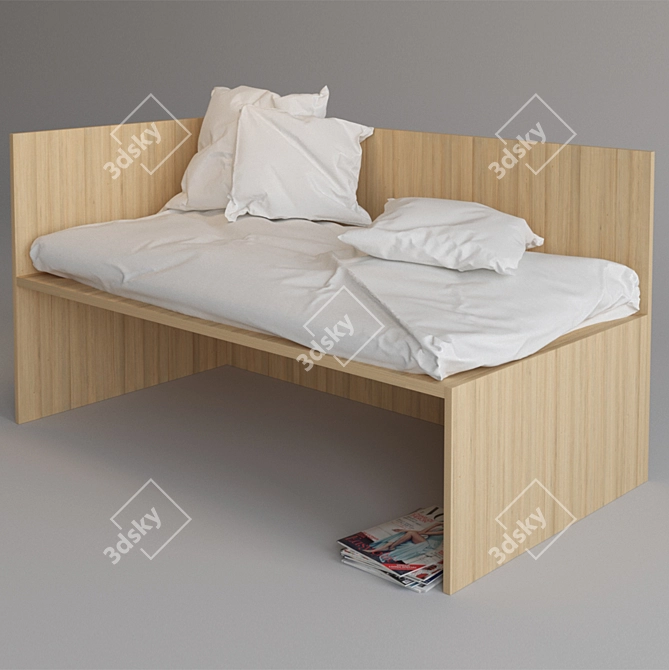 Convertible Sofa with Mattress & Pillows 3D model image 1