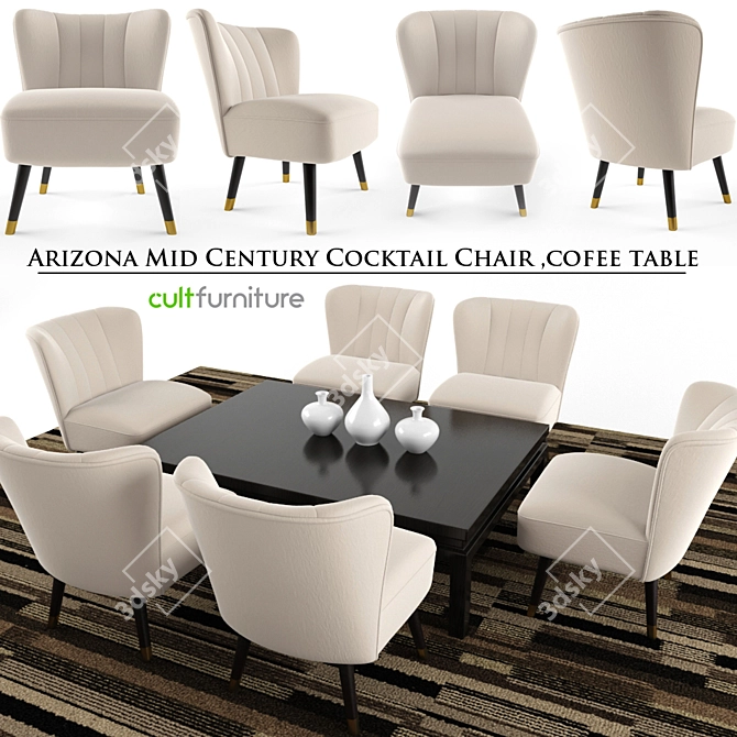 Vintage Arizona Cocktail Furniture Set 3D model image 1