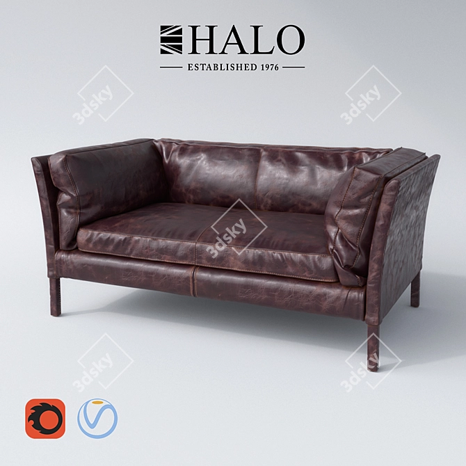 Reggio 2-Seater Sofa: Compact Comfort for Any Space 3D model image 1