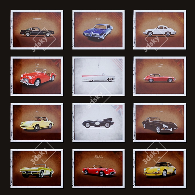 Vintage Automobile Prints by Mark Rogan 3D model image 3