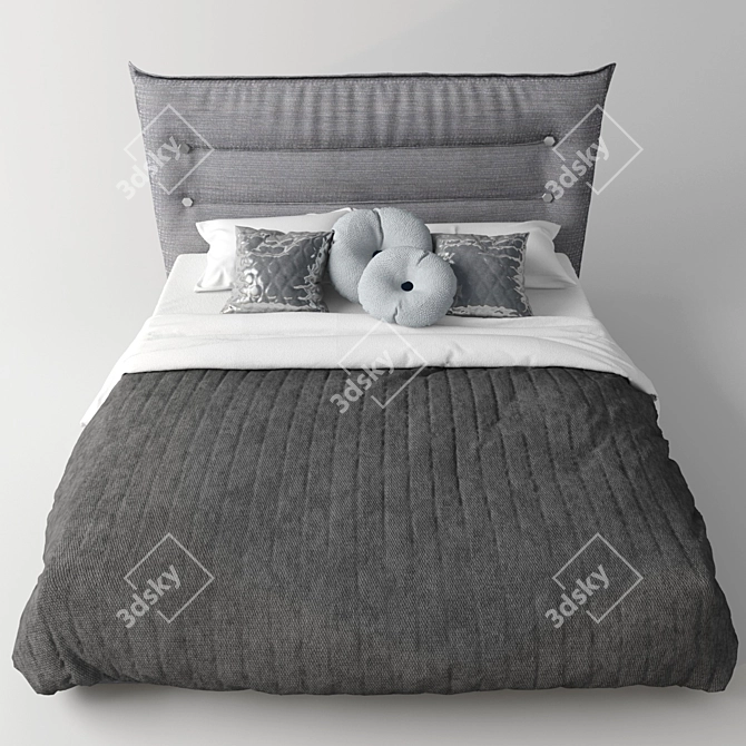 Elegant Gray Bed: 180x200cm 3D model image 2