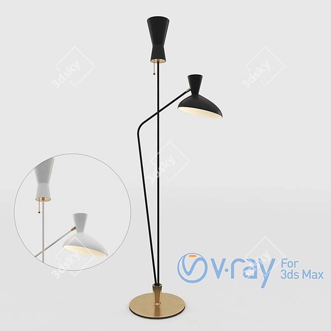 Elegant Realm Dual Function Floor Lamp 3D model image 1