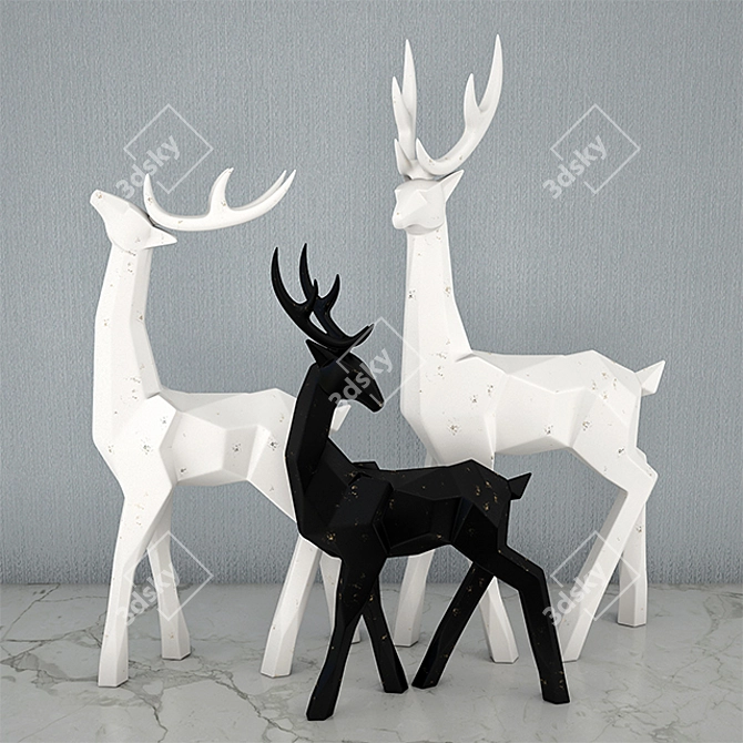 Elegant Deer Sculpture 3D model image 1