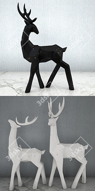 Elegant Deer Sculpture 3D model image 2