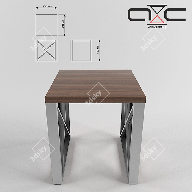 Alberta Metal and Wood Side Table 3D model image 2