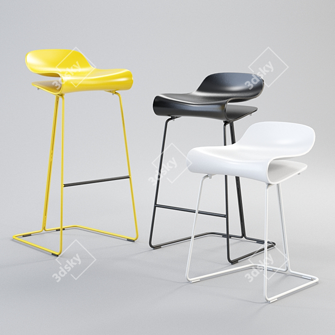 Modern BCN Slide Bar Stool Set 3D model image 1