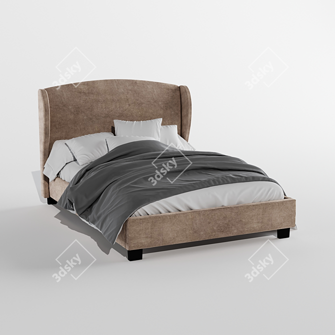 Designer Bed: Stylish and Spacious 3D model image 1