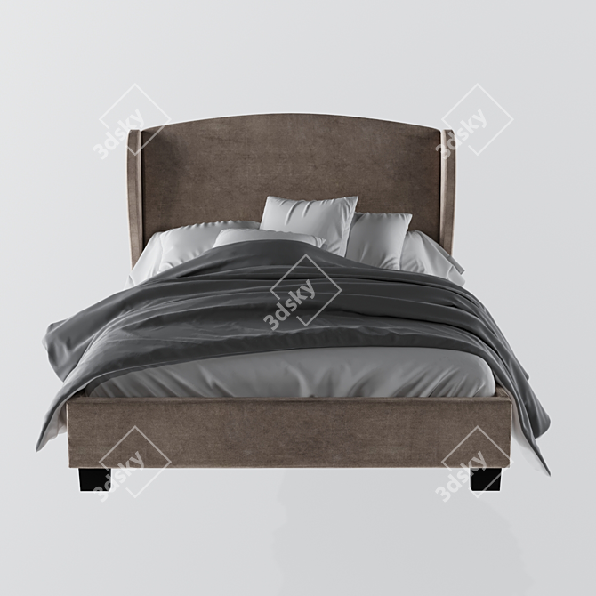Designer Bed: Stylish and Spacious 3D model image 2