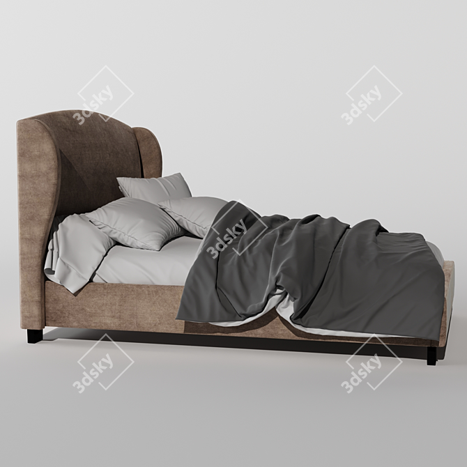 Designer Bed: Stylish and Spacious 3D model image 3