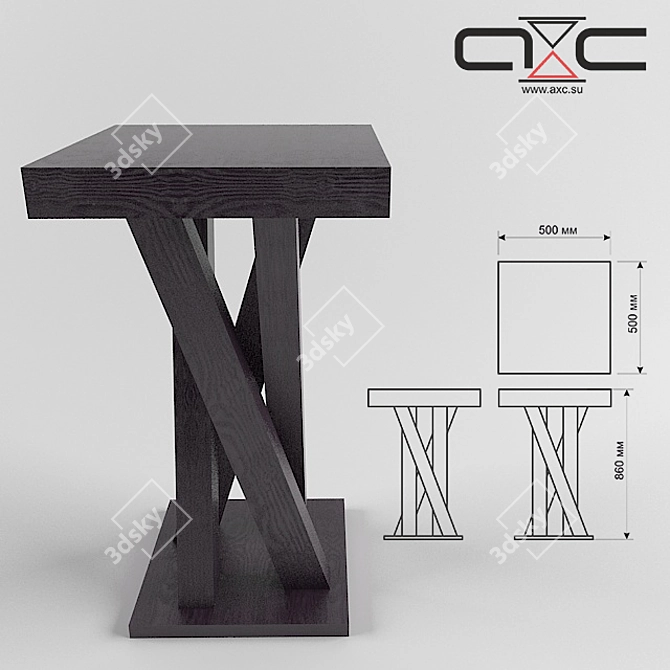 Modern Wooden High Table 3D model image 2