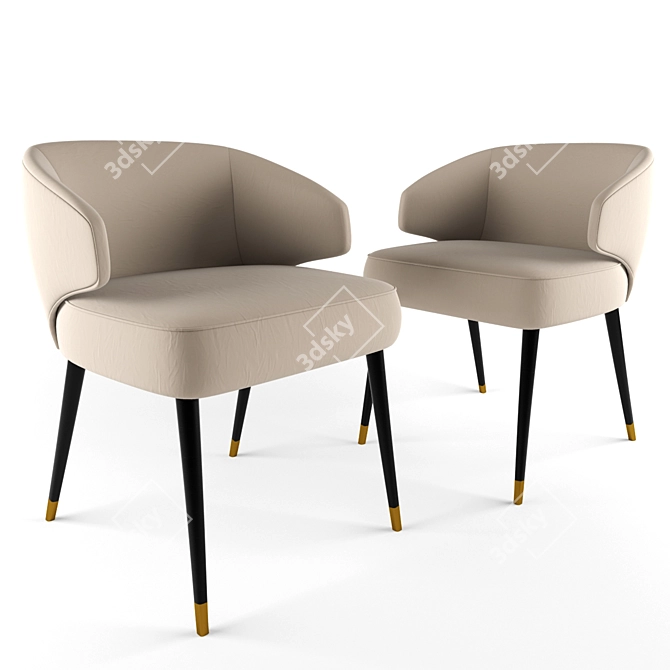 Sleek Hopper Table & Carlton Chair 3D model image 3