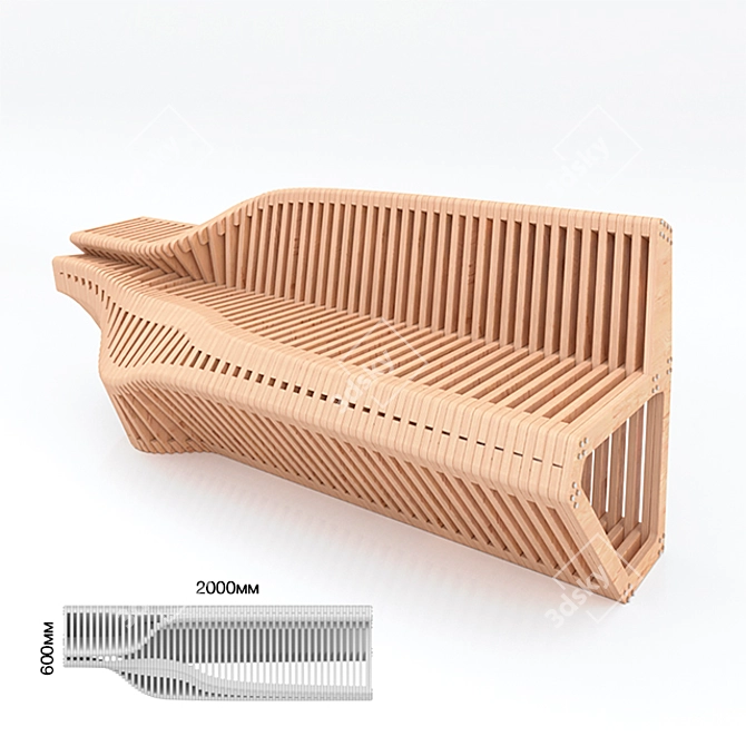 Modern Parametric Bench 3D model image 2