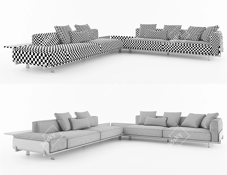 Modern Italian Corner Sofa 3D model image 3