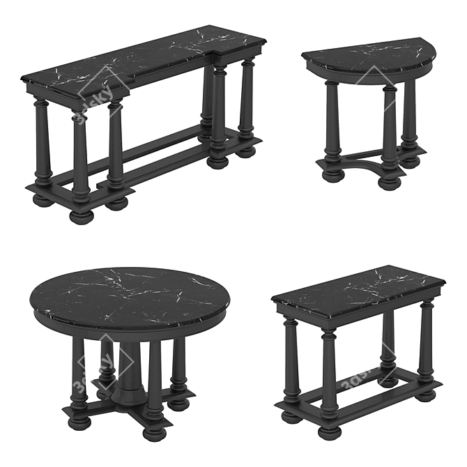 Elegant Eichholtz Table Set: Hollis, Archibald, Brennon & Clark 3D model image 2