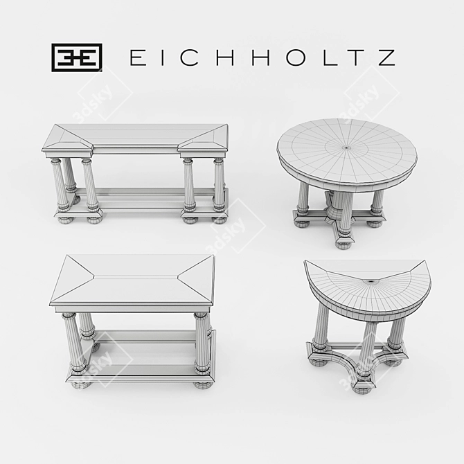 Elegant Eichholtz Table Set: Hollis, Archibald, Brennon & Clark 3D model image 3