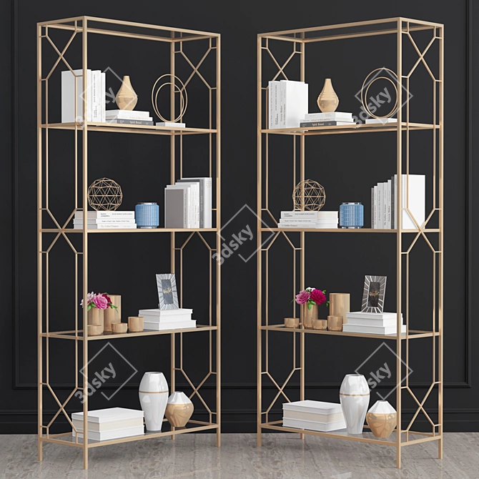 Modern Glass Etagere Shelf 3D model image 1