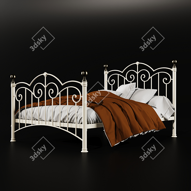 Classic Metal Bed Frame with Decorative Castings 3D model image 1