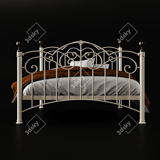 Classic Metal Bed Frame with Decorative Castings 3D model image 3