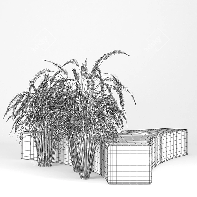 Graceful Folia Concrete Bench 3D model image 3