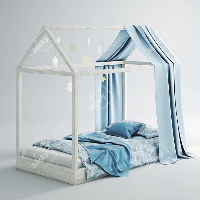 Kids Blue Bed-House: 2000x1000 3D model image 1