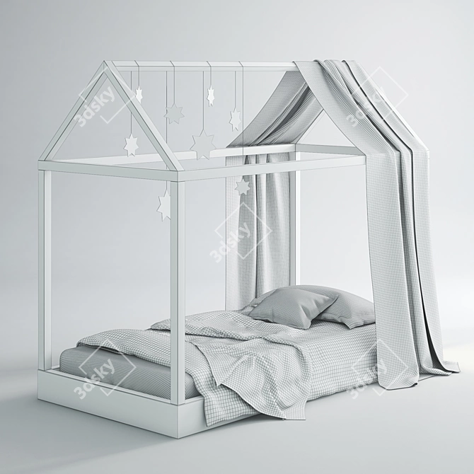 Kids Blue Bed-House: 2000x1000 3D model image 2