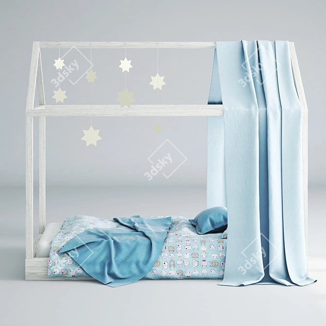 Kids Blue Bed-House: 2000x1000 3D model image 3