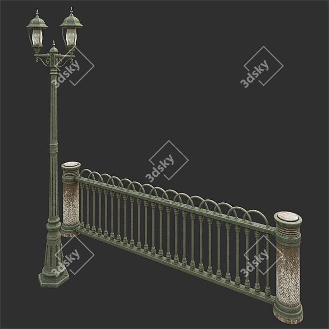 Park Lantern with Pavement Guard 3D model image 2