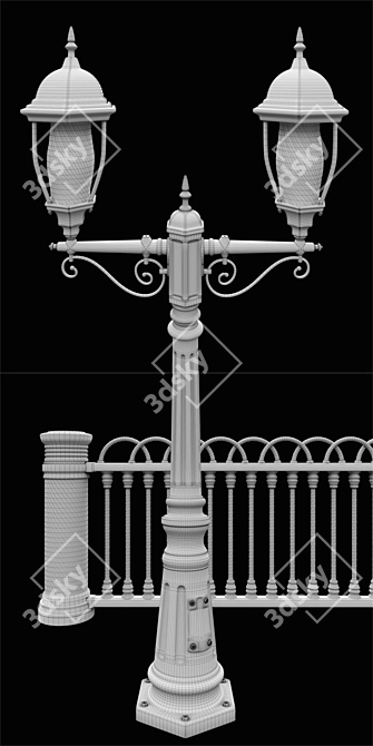 Park Lantern with Pavement Guard 3D model image 3